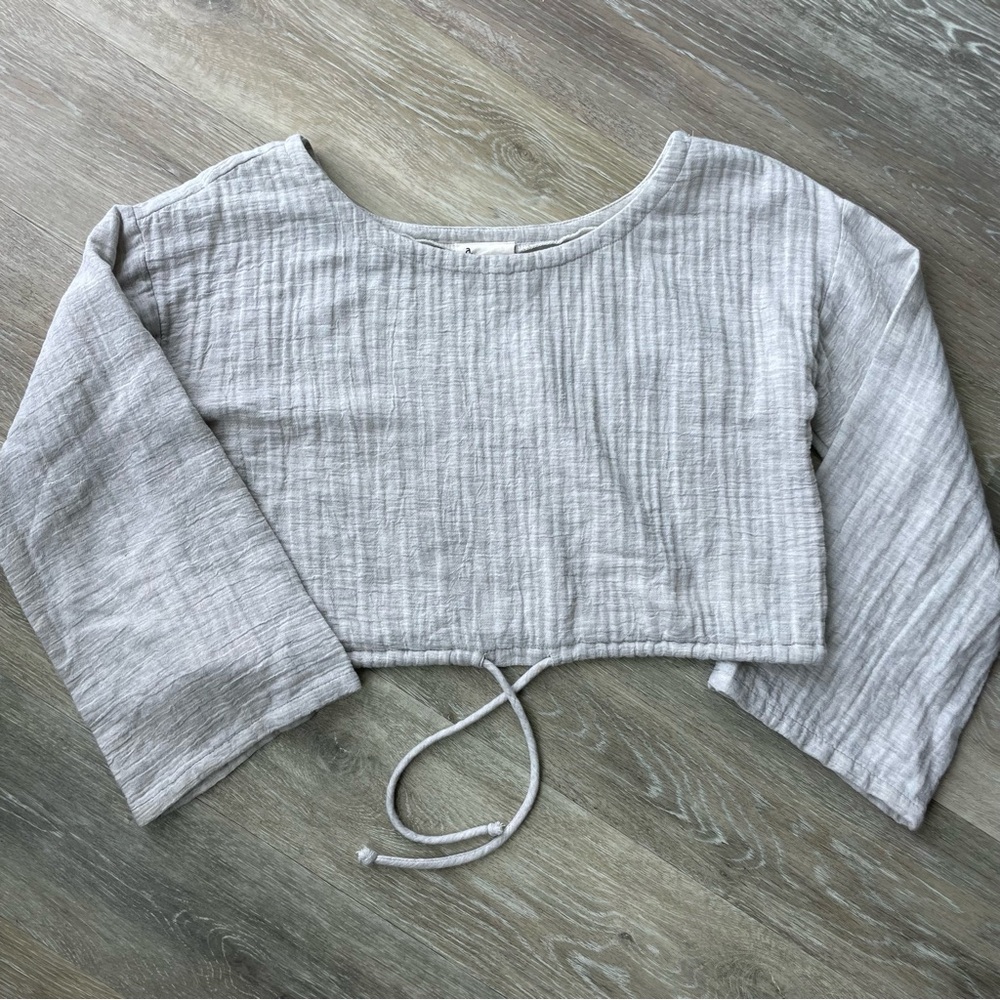Tan Drawstring Cropped Top